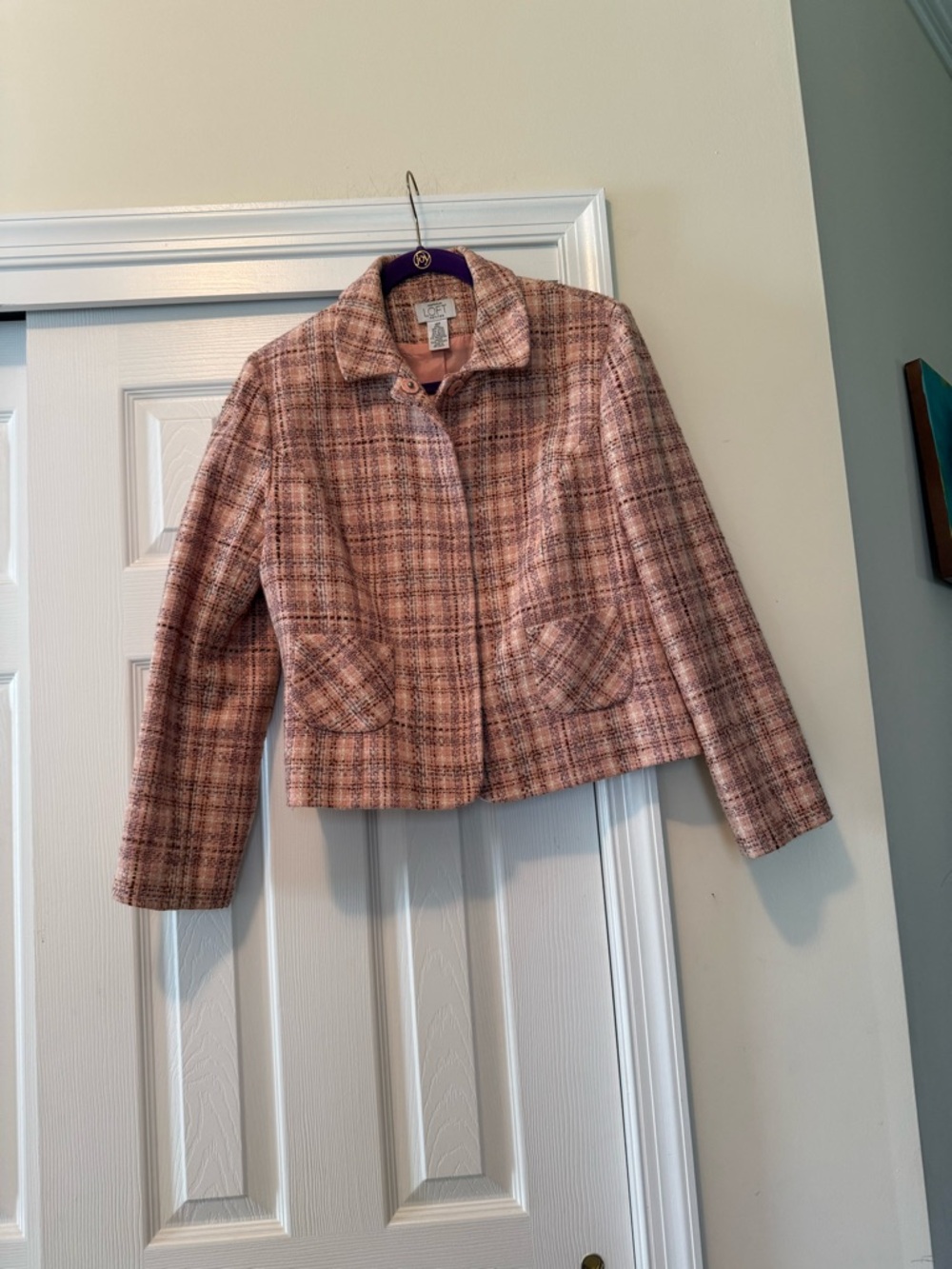 Ann Taylor Loft Pink Tweed Cropped Jacket 14P